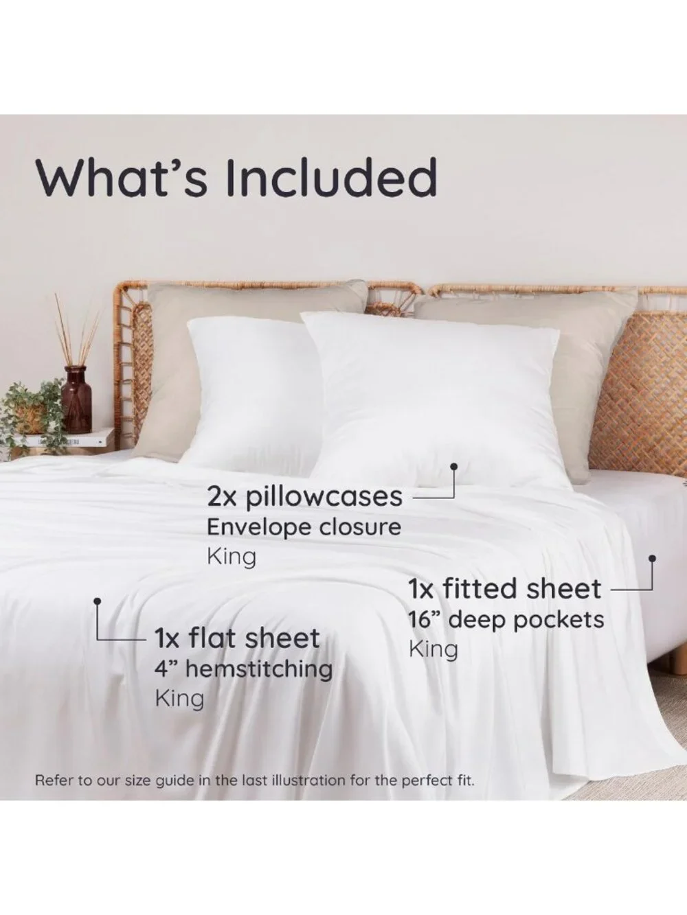 Cooling Bamboo Sheets King Size Set - 4PC Deep Pocket Luxury Bedding, Soft